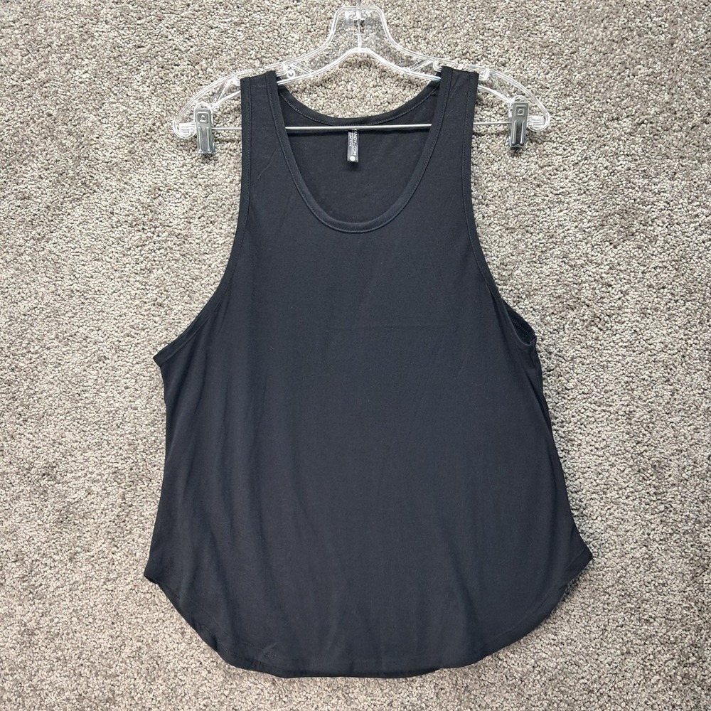 Yandy Active Black Tank Top Curved Hem PL-YA0343 Large Womens Workout Gym